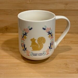Threshold Squirrel Coffee Mug Bright Eyed & Bushy Tailed Woodland Floral Porcela